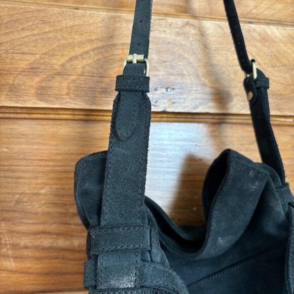 Craie Studio Suede Black Metallic Shoulder Bag - Picture 4 of 10